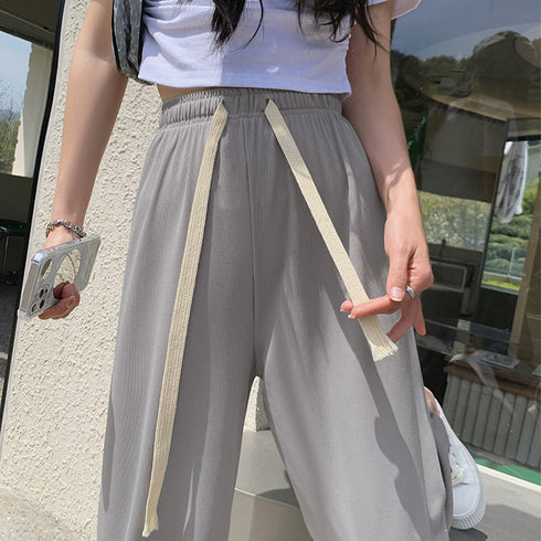 ジョガーパンツ リラックスパンツ 韓国 レディースボトムス ハイウエスト ゆったり ズボン ウエストゴム 部屋着 ルームウェア カジュアル 大人 可愛い ダンス 99WLFS-014