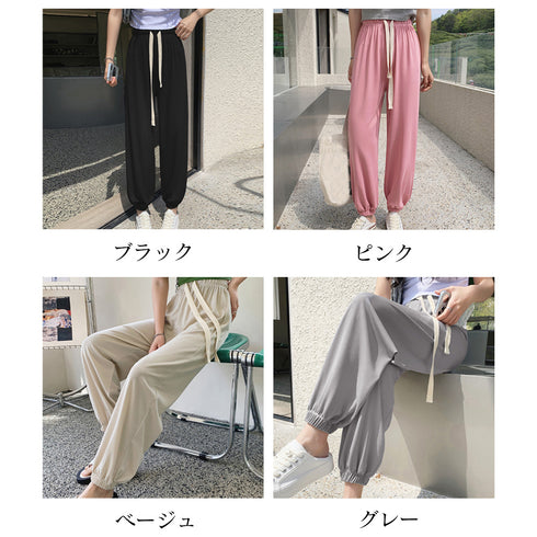 ジョガーパンツ リラックスパンツ 韓国 レディースボトムス ハイウエスト ゆったり ズボン ウエストゴム 部屋着 ルームウェア カジュアル 大人 可愛い ダンス 99WLFS-014