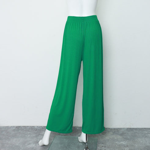 セミワイドパンツ プリーツパンツ 美脚 レディースボトムス 韓国 ストレートパンツ ロングパンツ ウエストゴム カジュアル フェミニンおしゃれ デート服春夏秋 99WSFS-001