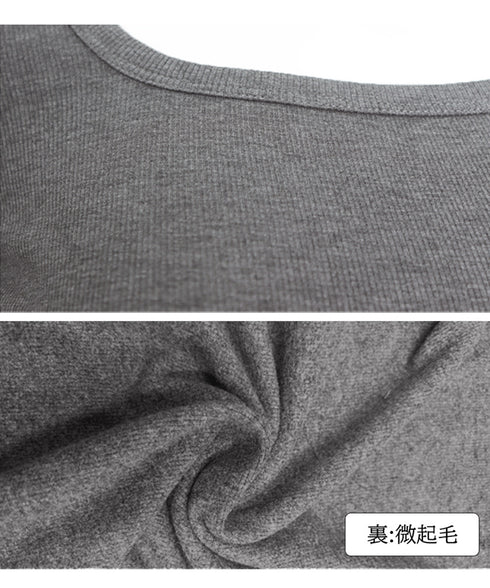 長袖Tシャツ ショート丈 Uネック 韓国 レディーストップス カットソー プルオーバー インナー セクシー シンプル 可愛い フィット 裏微起毛 部屋着 春秋冬 99XCFS-001