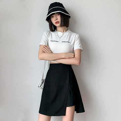 ミニスカート キュロット スリット 韓国 レディースボトムス ハイウエスト Aライン インナーパンツ付き 膝上スカパン カジュアル フェミニン おしゃれセクシー夏 99XCFS-002