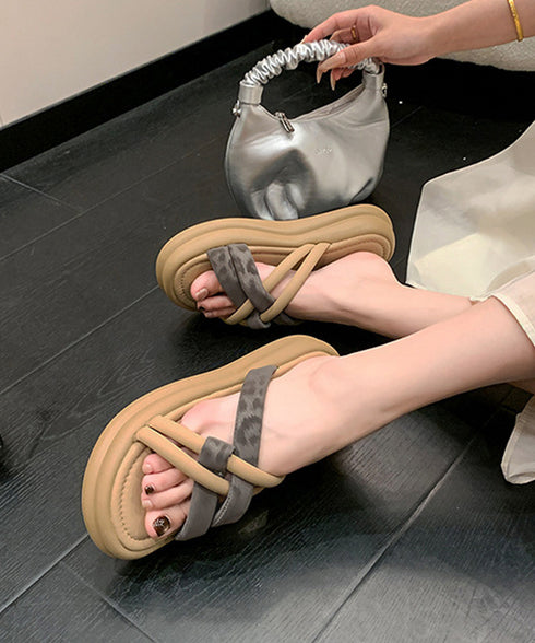 厚底 ミュールサンダル クロスベルト夏靴 レディース ヒョウ柄ストラップ コンフォートサンダル かかとなし おしゃれ 履きやすい カジュアル 大人可愛い 楽ちん 99XDMY-002