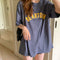 半袖Tシャツ レディース 韓国 英字ロゴ 全3色 プリントTシャツ カットソー シルエット 体型カバー ロング丈 ゆったり オルチャン カジュアル 古着風 99XHD-003