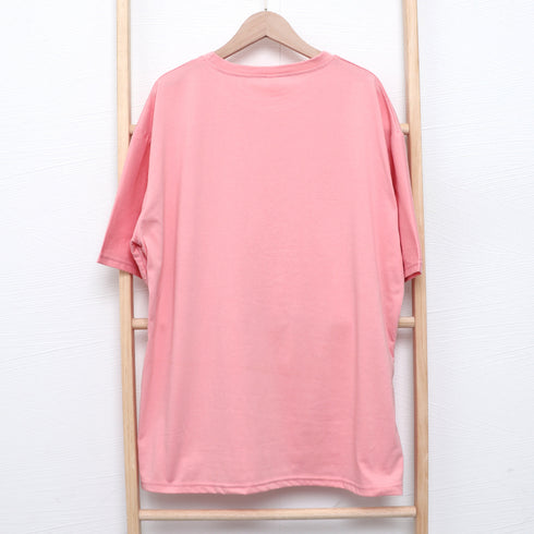 半袖Tシャツ レディース 韓国 英字ロゴ 全3色 プリントTシャツ カットソー シルエット 体型カバー ロング丈 ゆったり オルチャン カジュアル 古着風 99XHD-003