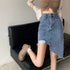 デニムスカート レディース ダメージ加工 夏 Aライン タイト美ライン 韓国風 ハイウエスト ボトムス 裾フリンジ 美脚 脚長 セクシー 大人 カジュアル 99XHD-009