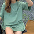 ワンポイント Tシャツ レディース 春夏 半袖Tシャツ トップス オルチャン ロング丈 ゆったり カットソー ラウンドネック カジュアル 韓国風 おしゃれ 99XHD-010