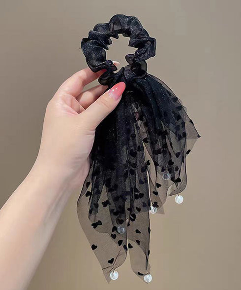 チュールシュシュ ハート 韓国風ヘアゴム レディース ヘアアクセサリー フェイクパール まとめ髪 髪留め おしゃれ カジュアルまとめ髪 ヘアアレンジグッズ 発表会 99XHSP-002