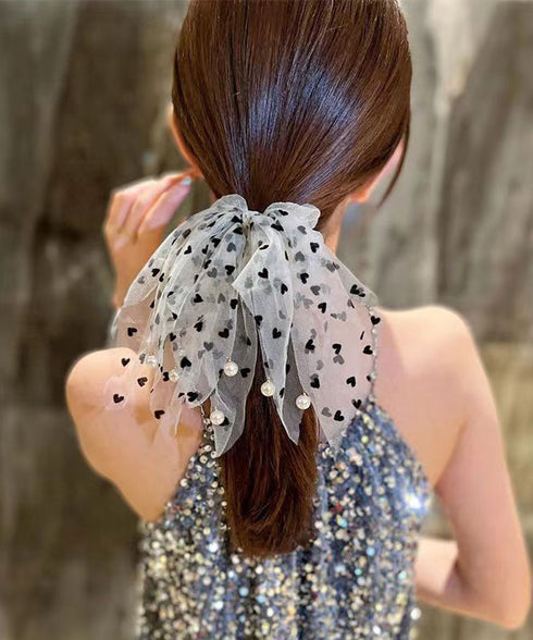チュールシュシュ ハート 韓国風ヘアゴム レディース ヘアアクセサリー フェイクパール まとめ髪 髪留め おしゃれ カジュアルまとめ髪 ヘアアレンジグッズ 発表会 99XHSP-002