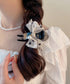 ヘアクリップ レースリボン パール付き レディース ヘアアクセサリー ドット柄 大人可愛い 髪飾り ヘアアレンジ カジュアル 女子会 二次会 デート ヘアグッズ 99XHSP-004