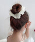 チュールシュシュ パール付きヘアゴム 黒 レディース ヘアアクセサリー まとめ髪 ポニーテール オフィスカジュアル 韓国風 きれいめ お団子 ヘアグッズ 発表会 99XHSP-005