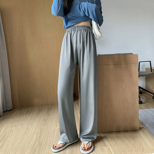 ドレープパンツ 無地 レディース 春夏 セミワイドパンツ ロングパンツ ハイウエスト ウエストゴム おしゃれ 脚長パンツ カジュアル 着やせ リラックス 99XYH-002