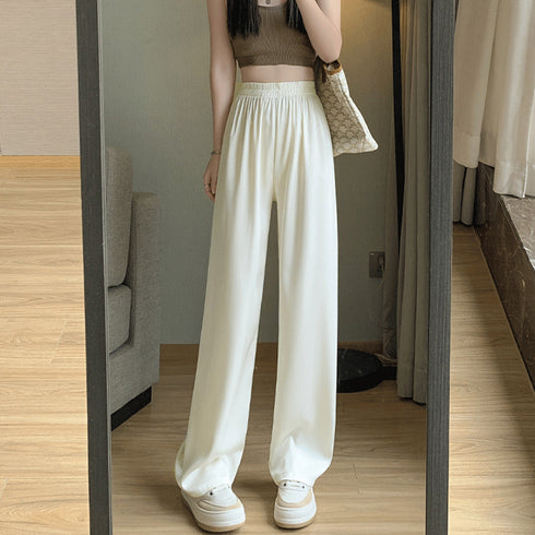 ドレープパンツ 無地 レディース 春夏 セミワイドパンツ ロングパンツ ハイウエスト ウエストゴム おしゃれ 脚長パンツ カジュアル 着やせ リラックス 99XYH-002