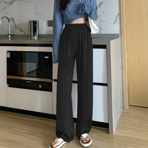 ドレープパンツ 無地 レディース 春夏 セミワイドパンツ ロングパンツ ハイウエスト ウエストゴム おしゃれ 脚長パンツ カジュアル 着やせ リラックス 99XYH-002