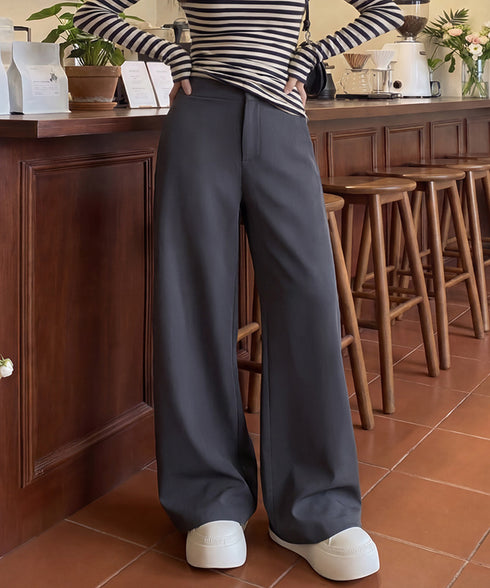 無地ロングパンツ レディース 微フレア セミワイドパンツ ハイウエスト カジュアル ストリート オシャレ 着やせ 細見え 美脚 美尻 脚長 99YDFS-002