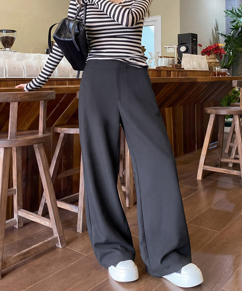 無地ロングパンツ レディース 微フレア セミワイドパンツ ハイウエスト カジュアル ストリート オシャレ 着やせ 細見え 美脚 美尻 脚長 99YDFS-002