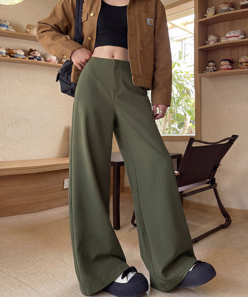 無地ロングパンツ レディース 微フレア セミワイドパンツ ハイウエスト カジュアル ストリート オシャレ 着やせ 細見え 美脚 美尻 脚長 99YDFS-002