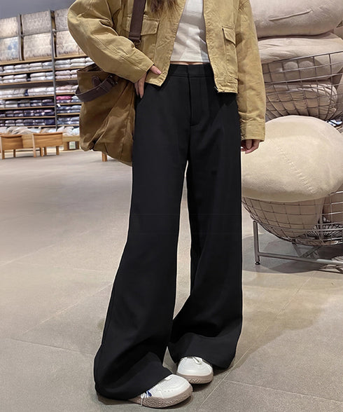 無地ロングパンツ レディース 微フレア セミワイドパンツ ハイウエスト カジュアル ストリート オシャレ 着やせ 細見え 美脚 美尻 脚長 99YDFS-002