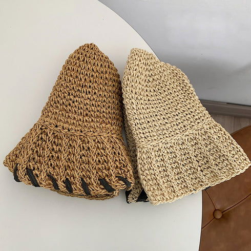 麦わら帽子 ストローハット レディース 韓国帽子 バケットハット 紫外線対策 日焼け対策 春夏 日よけ ナチュラル 小顔 韓国 夏海 アウトドア おしゃれハット 99YFMY-001