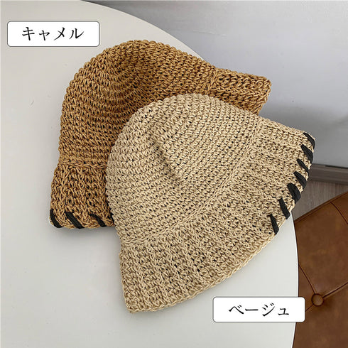 麦わら帽子 ストローハット レディース 韓国帽子 バケットハット 紫外線対策 日焼け対策 春夏 日よけ ナチュラル 小顔 韓国 夏海 アウトドア おしゃれハット 99YFMY-001