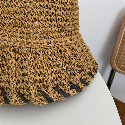 麦わら帽子 ストローハット レディース 韓国帽子 バケットハット 紫外線対策 日焼け対策 春夏 日よけ ナチュラル 小顔 韓国 夏海 アウトドア おしゃれハット 99YFMY-001