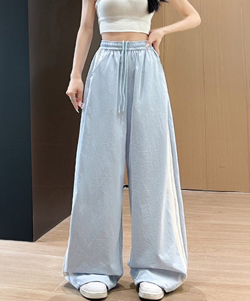 ワイドパンツ 配色 サイドライン 春夏 レディース ハイウエスト リラックス ストレート イージーパンツ ゆったり 着やせ ロングパンツ 大人可愛い運動着 秋 99YHFS-003