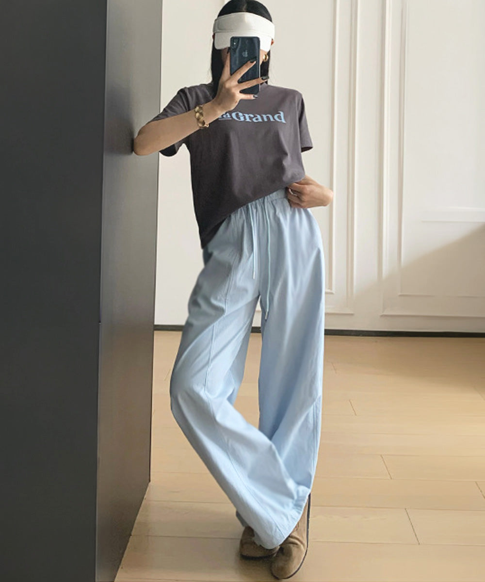 ハート刺しゅう ワイドパンツ 春夏秋