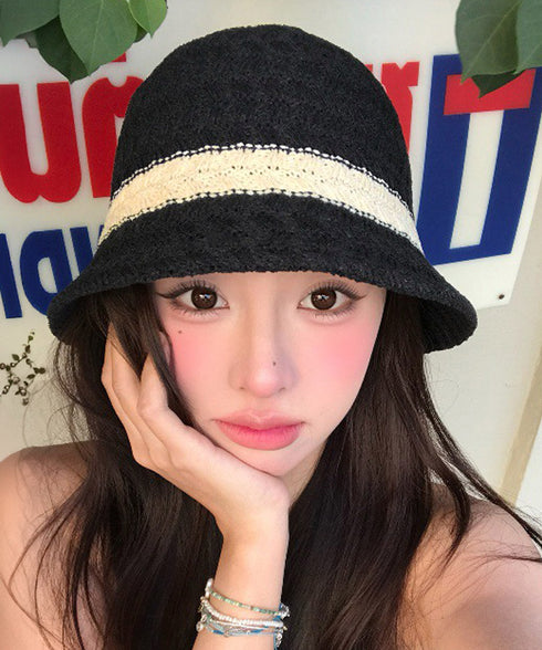 バケットハット 麦わら帽子 レトロ配色 レディース 紫外線UV対策帽子 ビーチ帽子 春夏 日よけ帽子 折りたたみ 大人可愛い リゾートハット アウトドア 夏小物 99YHGM-001