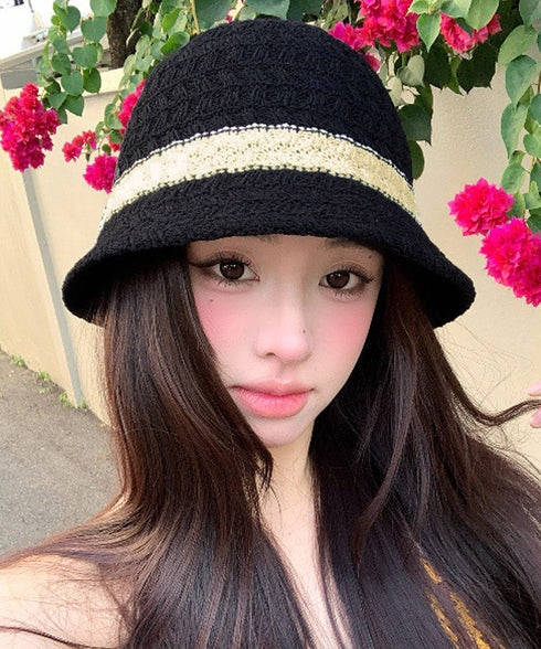 バケットハット 麦わら帽子 レトロ配色 レディース 紫外線UV対策帽子 ビーチ帽子 春夏 日よけ帽子 折りたたみ 大人可愛い リゾートハット アウトドア 夏小物 99YHGM-001