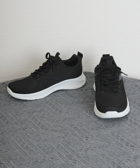 スニーカー レースアップ ローカット靴 レディース コンフォートシューズ シンプル 歩きやすい 疲れにくい 通勤通学 スポーツ アウトドア ランニング靴 黒 99YJBH-008