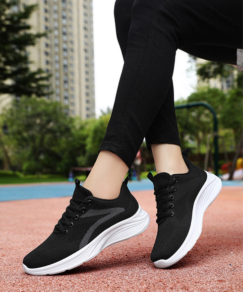 スニーカー レースアップ ローカット靴 レディース コンフォートシューズ シンプル 歩きやすい 疲れにくい 通勤通学 スポーツ アウトドア ランニング靴 黒 99YJBH-008