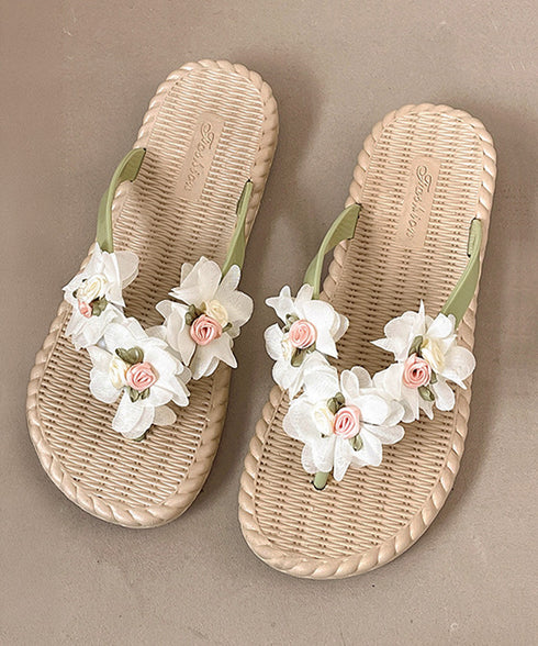 ビーチサンダル フラットサンダル 軽量靴 レディース サマーサンダル 花モチーフ ローマ風 夏用外履き 歩きやすい フレンチ風 大人かわいい 美脚 カジュアル 99YJBH-012