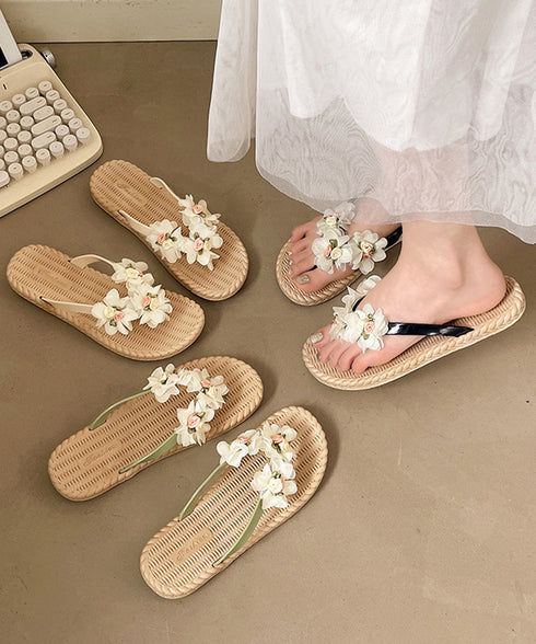 ビーチサンダル フラットサンダル 軽量靴 レディース サマーサンダル 花モチーフ ローマ風 夏用外履き 歩きやすい フレンチ風 大人かわいい 美脚 カジュアル 99YJBH-012