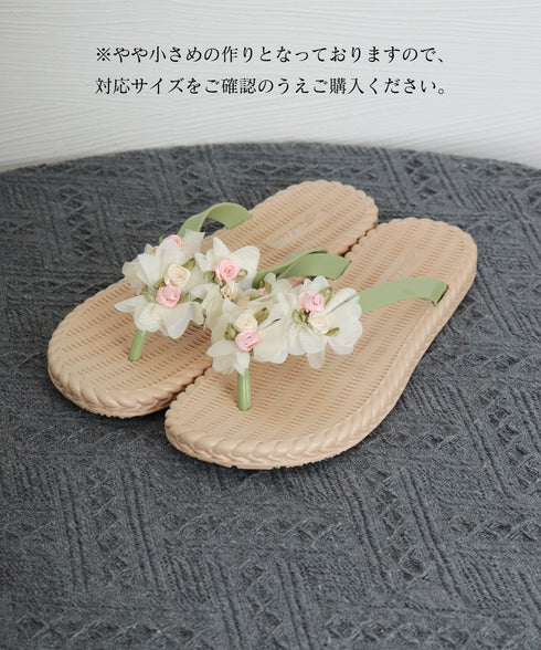 ビーチサンダル フラットサンダル 軽量靴 レディース サマーサンダル 花モチーフ ローマ風 夏用外履き 歩きやすい フレンチ風 大人かわいい 美脚 カジュアル 99YJBH-012