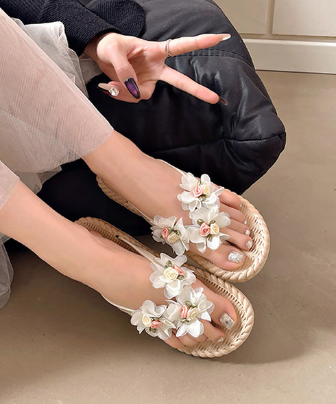 ビーチサンダル フラットサンダル 軽量靴 レディース サマーサンダル 花モチーフ ローマ風 夏用外履き 歩きやすい フレンチ風 大人かわいい 美脚 カジュアル 99YJBH-012