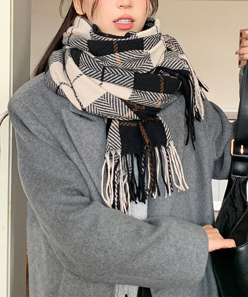 ストール 大判 マフラー チェック柄 レディース タッセルマフラー 大人 可愛い おしゃれ ロング 暖かい 防寒 オルチャン 通勤通学 肌触り良い 秋冬 99YQFS-002
