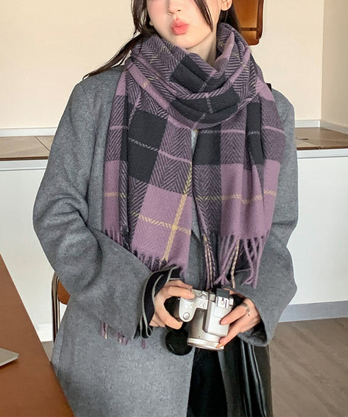 ストール 大判 マフラー チェック柄 レディース タッセルマフラー 大人 可愛い おしゃれ ロング 暖かい 防寒 オルチャン 通勤通学 肌触り良い 秋冬 99YQFS-002