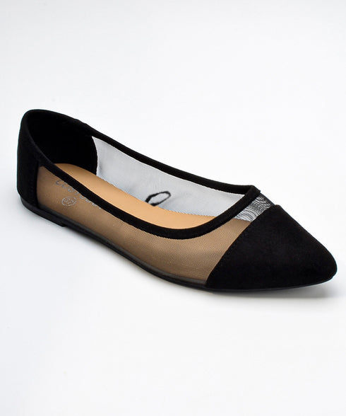 チュールパンプス バレエパンプス 夏靴 レディース ポインテッドトゥ フラット ぺたんこシューズ 軽量きれいめ オフィスカジュアル 大人可愛い 美脚 おしゃれ黒 99YSW-001