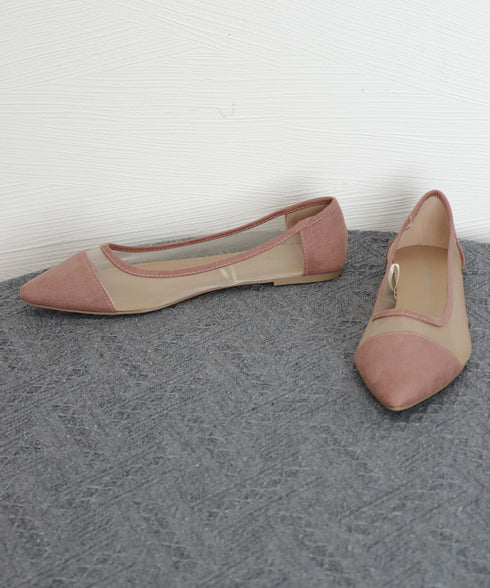 チュールパンプス バレエパンプス 夏靴 レディース ポインテッドトゥ フラット ぺたんこシューズ 軽量きれいめ オフィスカジュアル 大人可愛い 美脚 おしゃれ黒 99YSW-001