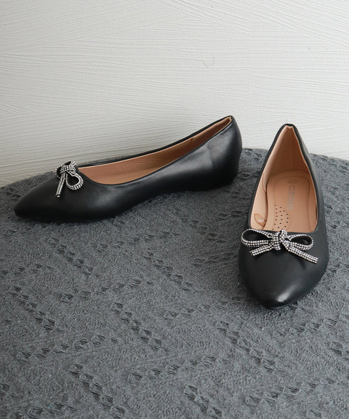 ローヒールパンプス リボン チェーン レディース ポインテッドトゥ PU 通勤くつ きれいめ 大人 美脚 歩きやすい 疲れない おしゃれ 春秋 99YSW-005