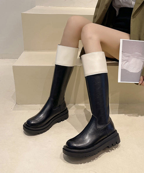 厚底ロングブーツ ジョッキー 韓国風 レディース ニーハイブーツ おしゃれ 太ヒールブーツ カジュアル 大人秋冬靴 膝下 履きやすい バックジップ 人気くつ 99YXXY-002