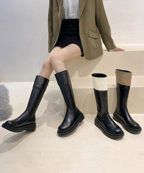 厚底ロングブーツ ジョッキー 韓国風 レディース ニーハイブーツ おしゃれ 太ヒールブーツ カジュアル 大人秋冬靴 膝下 履きやすい バックジップ 人気くつ 99YXXY-002