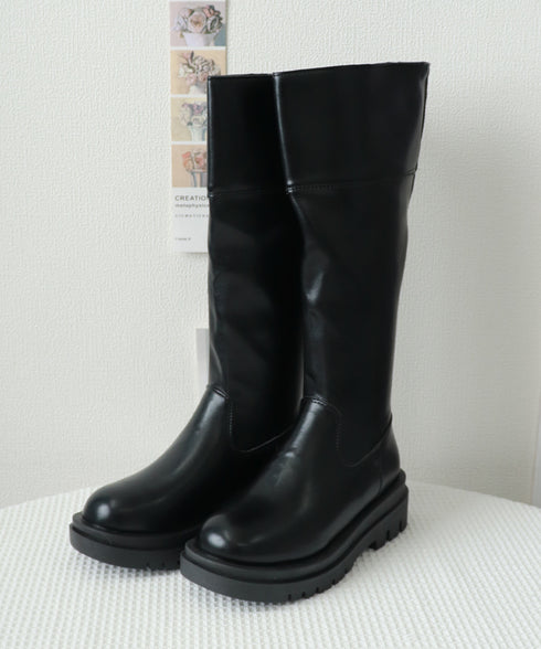 厚底ロングブーツ ジョッキー 韓国風 レディース ニーハイブーツ おしゃれ 太ヒールブーツ カジュアル 大人秋冬靴 膝下 履きやすい バックジップ 人気くつ 99YXXY-002