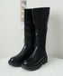 厚底ロングブーツ ジョッキー 韓国風 レディース ニーハイブーツ おしゃれ 太ヒールブーツ カジュアル 大人秋冬靴 膝下 履きやすい バックジップ 人気くつ 99YXXY-002