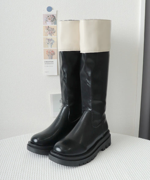 厚底ロングブーツ ジョッキー 韓国風 レディース ニーハイブーツ おしゃれ 太ヒールブーツ カジュアル 大人秋冬靴 膝下 履きやすい バックジップ 人気くつ 99YXXY-002