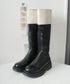 厚底ロングブーツ ジョッキー 韓国風 レディース ニーハイブーツ おしゃれ 太ヒールブーツ カジュアル 大人秋冬靴 膝下 履きやすい バックジップ 人気くつ 99YXXY-002