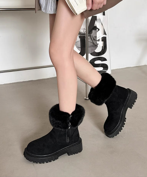ショートブーツ 厚底ブーツ 裏起毛 美脚 レディース ファーブーツ ストームブーツ 新作 歩きやすい 通勤通学 疲れない カジュアル靴 秋冬 コンフォートブーツ 99YXXY-003