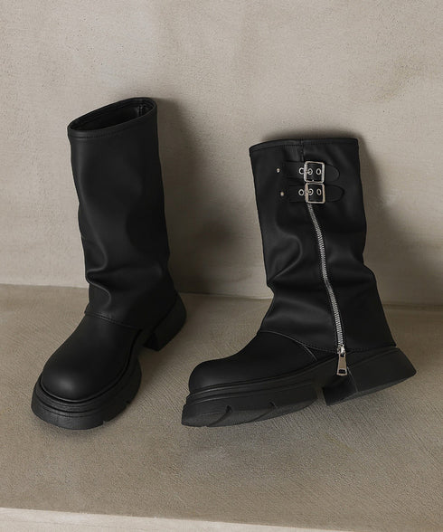 エンジニアブーツ ルーズシルエット 美脚 レディース バイカーブーツ ワークブーツ ショートブーツ オルチャン ファスナー カジュアル 歩きやすい オシャレ 99YXXY-004