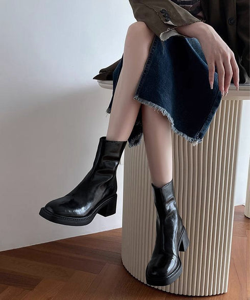 ショートブーツ レディース 太ヒール スクエアトゥ ブーティ バックジップ 韓国風ブーツ 歩きやすい 履きやすい おしゃれ 大人 カッコイイ カジュアル 通勤 99YXXY-005
