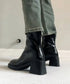 ショートブーツ レディース 太ヒール スクエアトゥ ブーティ バックジップ 韓国風ブーツ 歩きやすい 履きやすい おしゃれ 大人 カッコイイ カジュアル 通勤 99YXXY-005
