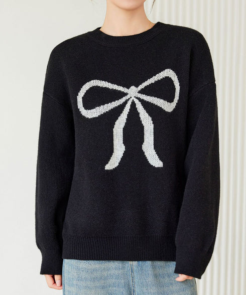 セーター レディース リボン柄 韓国風 ニットプルオーバー ニットソー 体型カバー ゆったり 着やせ 着回し 編み 大人 カジュアル 可愛い おしゃれ 99YYFZ-001